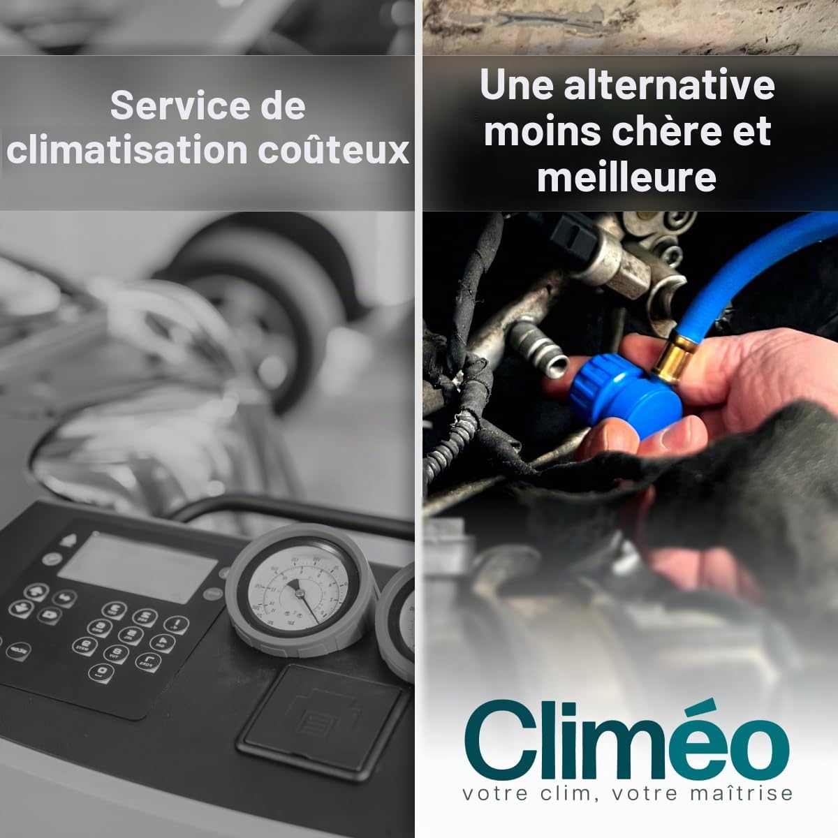 2 x 400 ml et tuyau avec manomètre - Remplacement écologique du réfrigérant R134a/R12 - Remplissage autonome du climatiseur