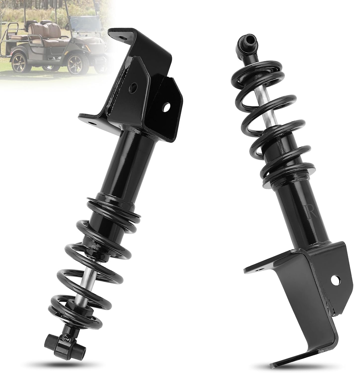 Front Golf Cart Shock Absorbers Heavy Duty with Springs Compatible with 2007-2016 Yamaha Drive G29 Gas & Electric Golf Carts Passenger and Driver Side Replace# JW2-F3390-00-00 JW2-F3350-00（BLACK）