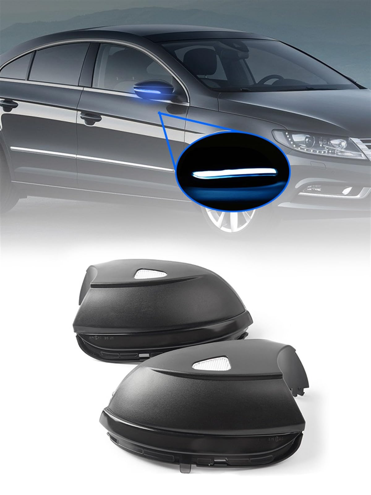 2 szt. Niebieski Emark Reaview lampka w lusterku, kierunkowskaz w lusterku bocznym migacz dynamiczny włączony kierunkowskaz, dla VW, dla Scirocco, MK3, dla Passata B7 CC Światło kierunkowskazu