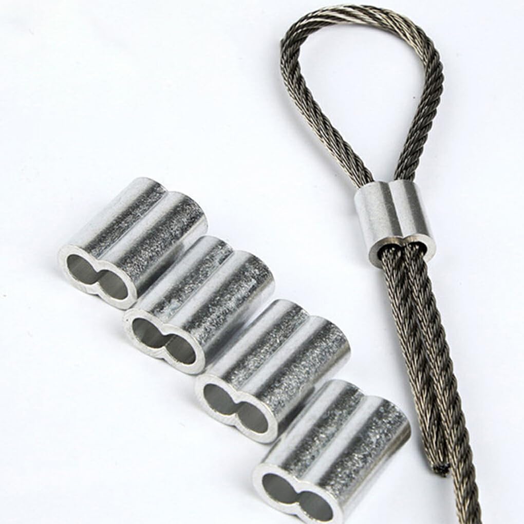 20 Clip In Alluminio Per Funi Metalliche - Per Cavi 4 Mm, Crimpatura Argento - Foto 12