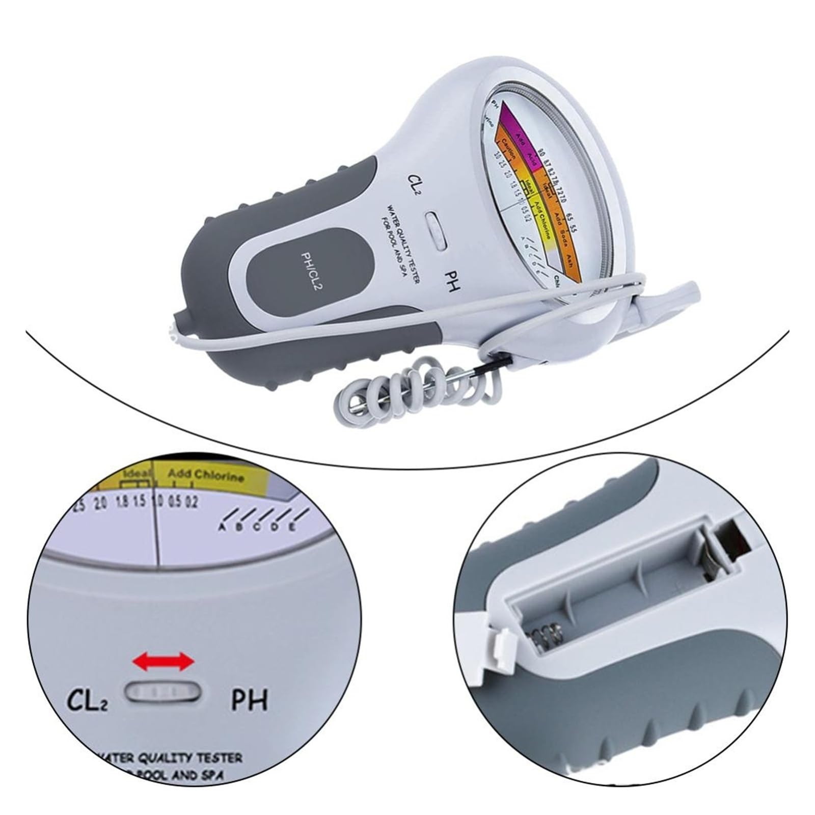 Misuratore di Cloro PH PC102 2 in 1, Tester di Cloro, Tester di PH, Dispositivo di Test della qualità dell'Acqua con Cloro CL2