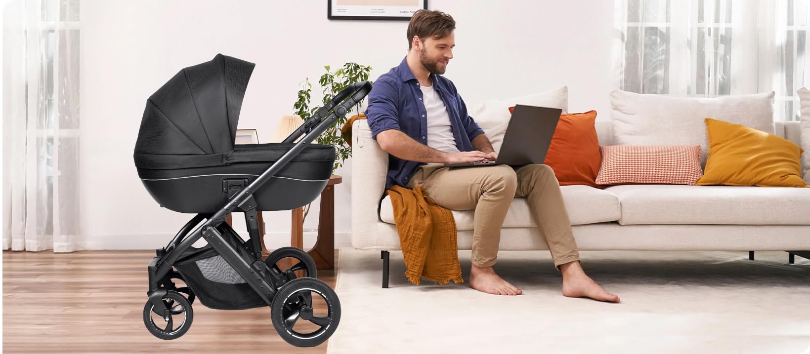 Cochecito Bebe 3 Piezas Con Capazo,Sistema De Viaje, Cochecito PortáTil Plegable De Alta VisióN,Cochecito Compacto Con Altura Regulable,0-48 Meses