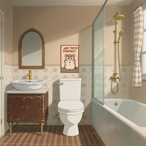 Miniatura 7 de BYZCLUBERI Retro Hamster Are You Pooping Wall Decor - Camera Element Rodent Bathroom Art, Unique Hamster Decor in Bathroom, 8x12 Inch