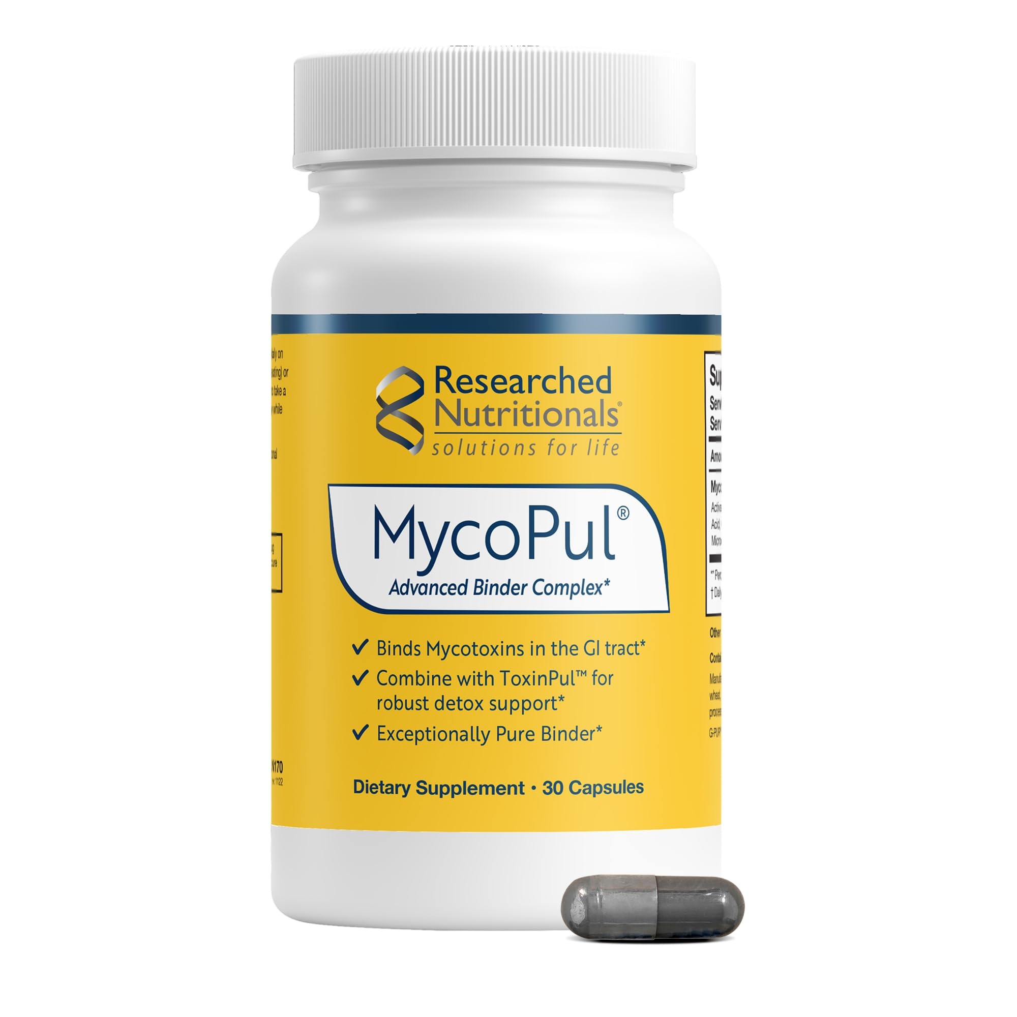 Researched Nutritionals MycoPul, suplemento em cápsulas com MycoPlex™ Binder Blend, 30 cápsulas