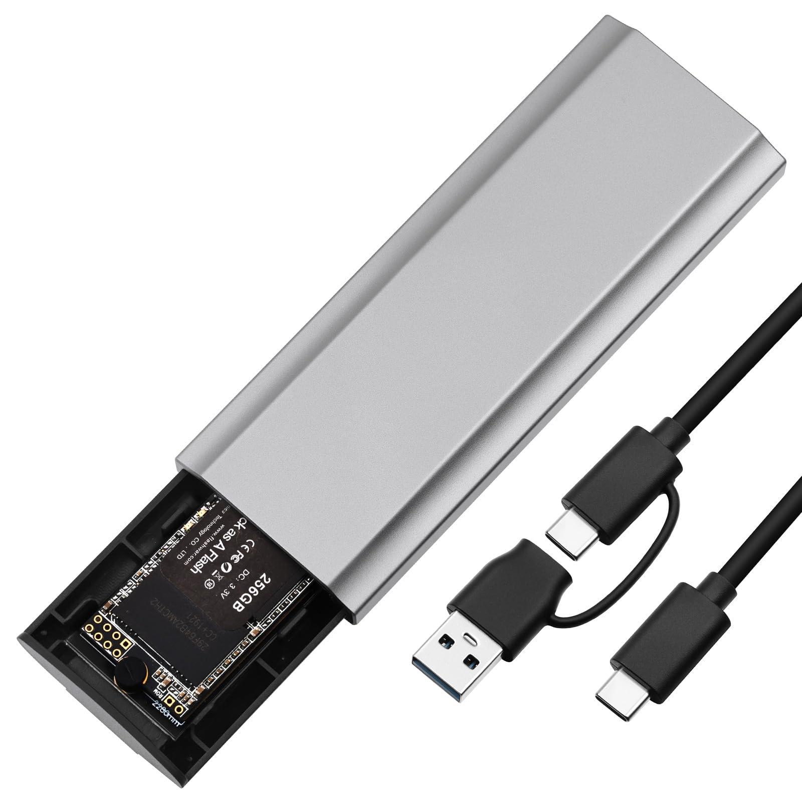 AXFEE NVME Gehäuse, SSD M.2 Gehäuse 10Gbps USB3.2 Gen2, NVME SSD M2 Adapter SATA, Aluminium Externes Festplattengehäuse mit UASP/ Trim Unterstützt, für NVMe PCIe M-Key/M+B Key in 2230/2242/2260/2280