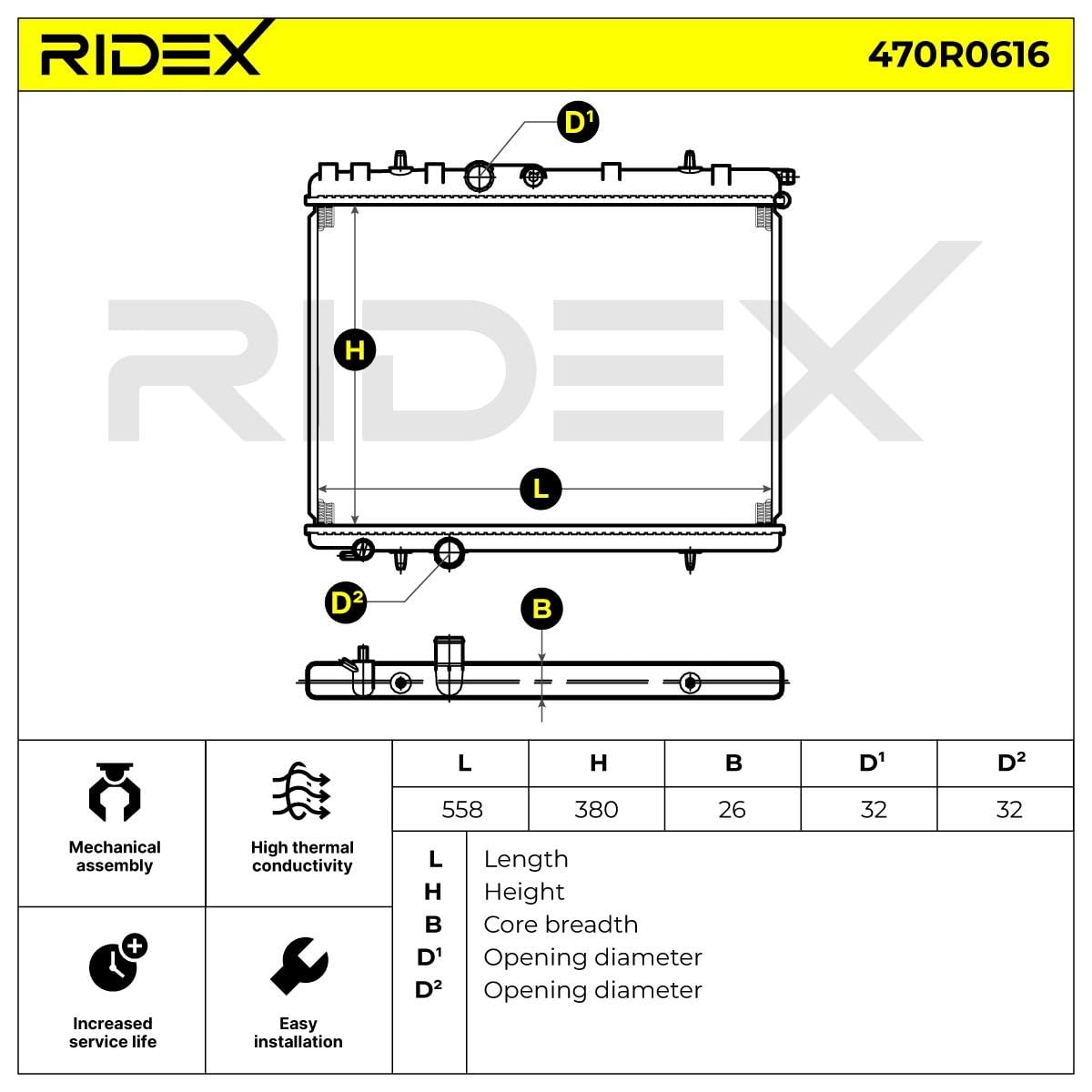 RIDEX 470R0616 Radiatore motore