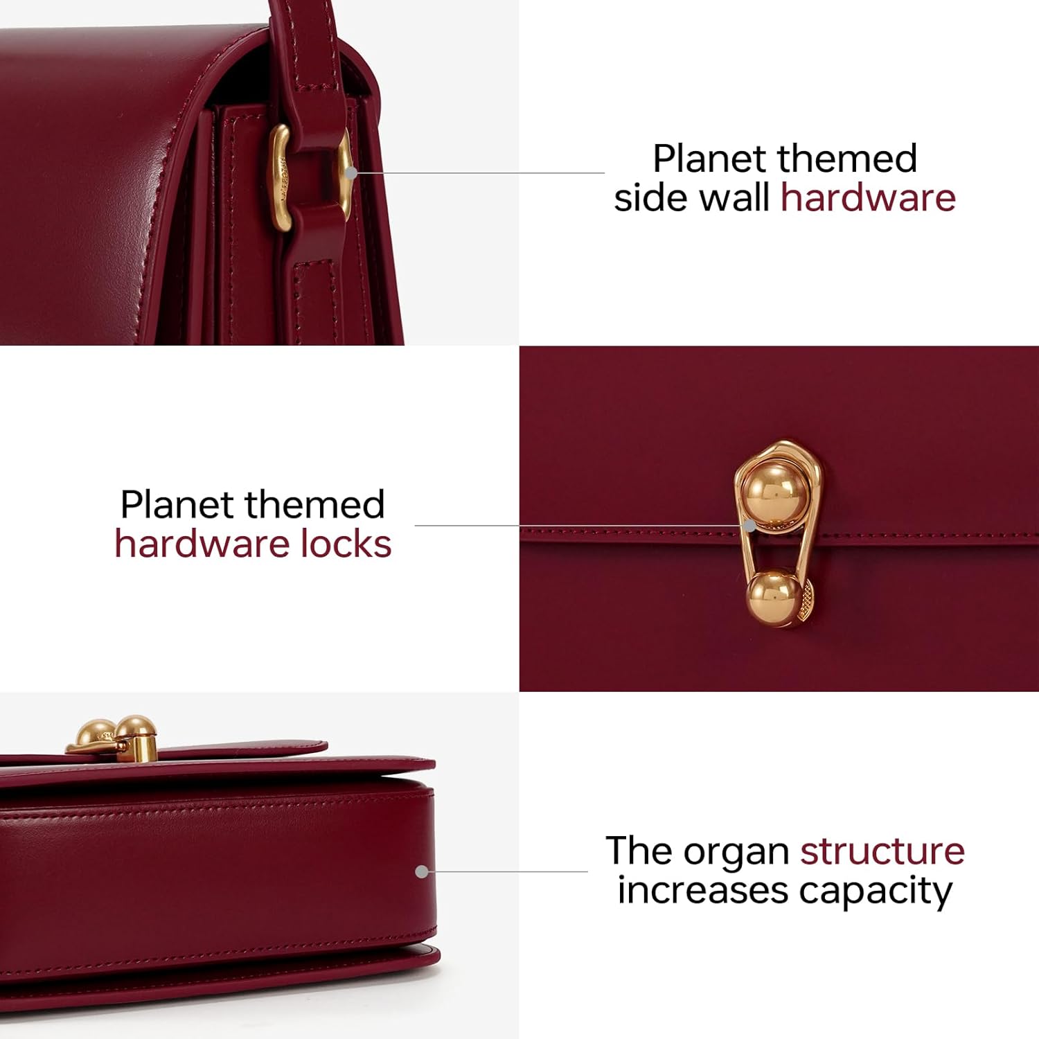 LA FESTIN Small Leather Purse Crossbody Bags For Women: Black Shoulder Handbags Crossbody Bag - Image 4