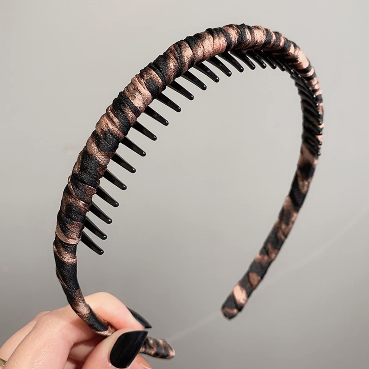 scicent Makeup Headband Teeth Comb Colourful Satin Covered Non-slip Hair Hoop Head Band Hair Accessories for Women Teengirls Pink Purple - Image 3