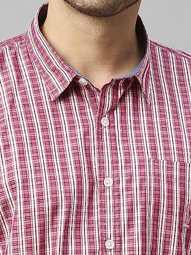 Image of Thomas Scott Mens | Half Sleeve Checkes | Printed | Slim Fit | 100% Cotton | Spread Collar | Shirts