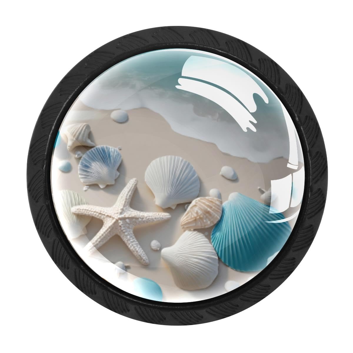 4 PCS Kitchen Cabinet Knobs, Starfish Shells Drawer Knobs Dresser Handles