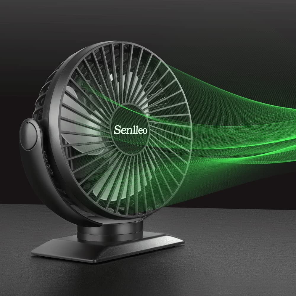 Senlleo 6 inch Rechargeable Desk Fan, 5000mah Portable Battery Fan, 3 Speeds, 720° Rotation, 8-30Hours Work, Removable Fan Cover, Battery Powered Personal Quiet Fan - Blue
