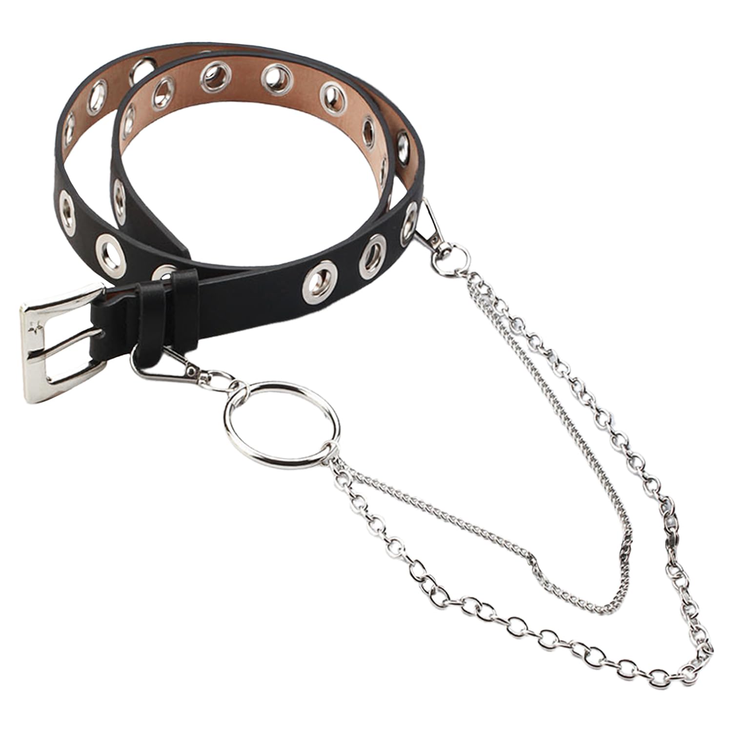 Hinfhi Unisex Black 1 Piece Of Hollow Belt, Punk Style Accessories, Stylish And Personalized Belt, Pants Decorations, Clothing Accessories.