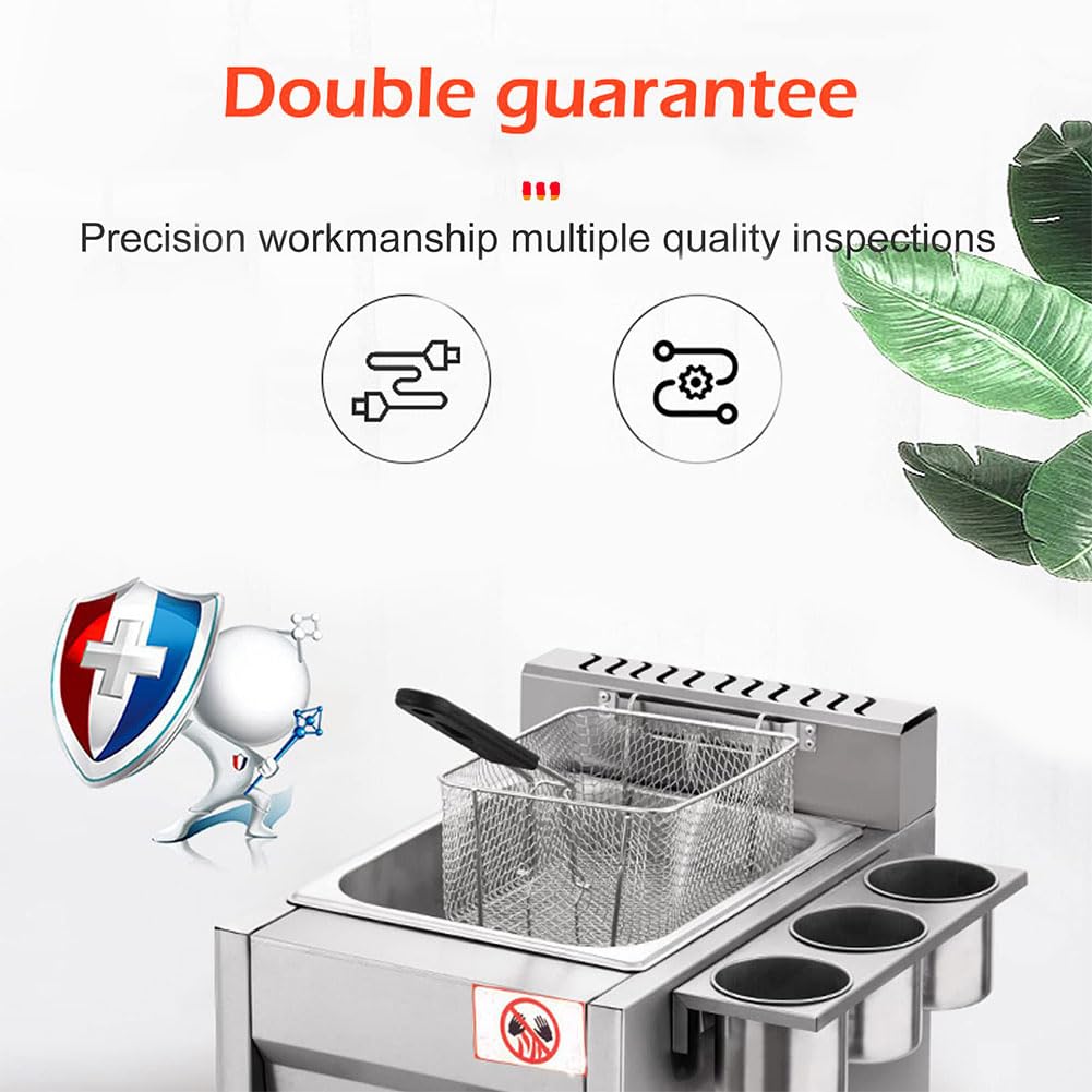 Friggitrice a Gas di Grande Capacità da 16 Litri, Friggitrice a GPL in Acciaio Inossidabile con Cestello e Coperchio, Friggitrice Professionale per Friggere Ristoranti Supermercati Stand Fast Food A