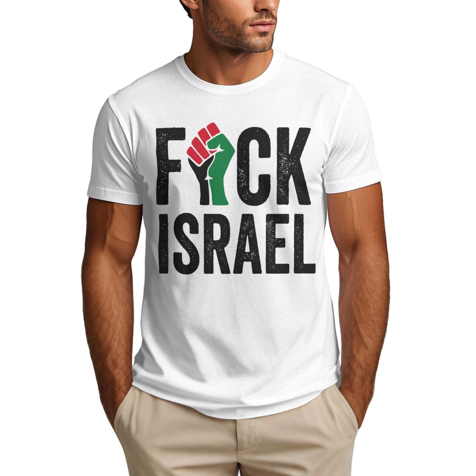 Melbrakin Unisex As Pic Fuck Israel Shirt Free Palestine Free Gaza Men's T-Shirt