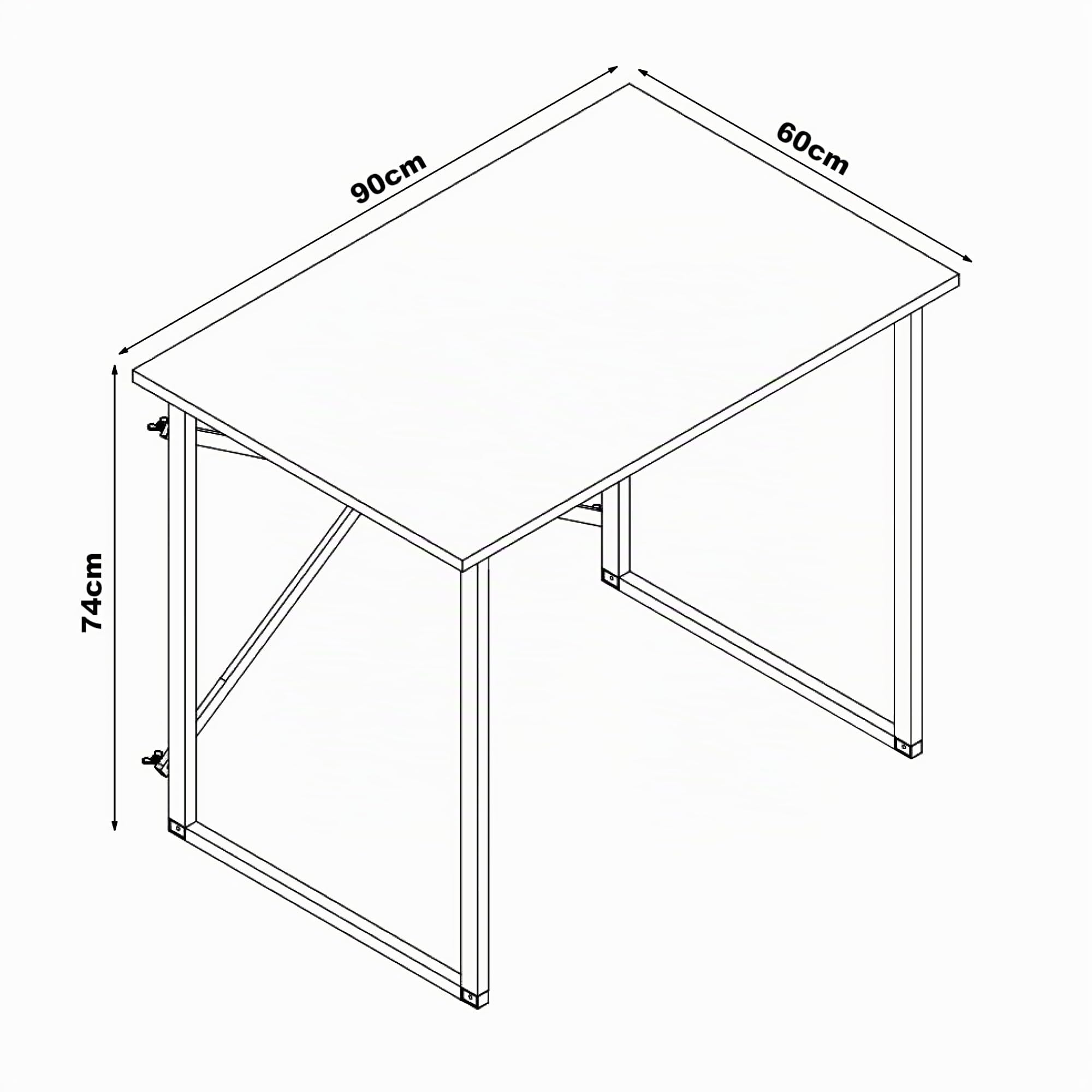[en.casa] Scrivania 74 x 90 x 60 cm Tavolo da Studio Postazione di Lavoro Desk Industriale per Casa Ufficio Telaio in Metallo Piano Tavolo in Effetto Rovere