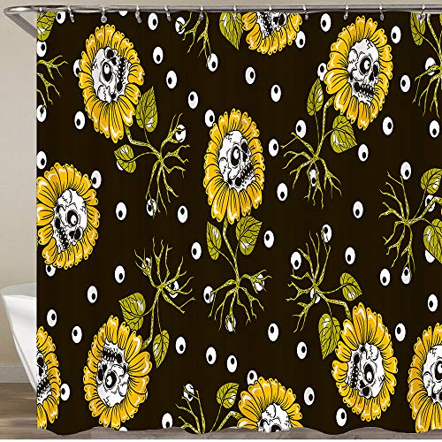 YOUMEISU Rideau de Douche avec 12 Crochets,tournesols crânes,Large Choix de Beaux Rideaux de Douche,de Haute qualité,imperméable 180 * 180 cm Cover