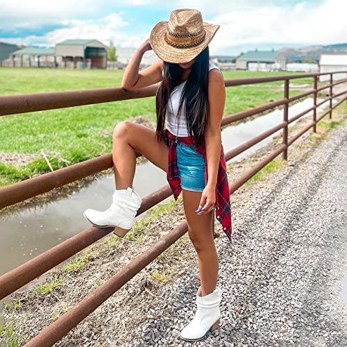 Bacia Boots For Women Comfort Cute Boots With Pull-On Tabs For Summer White 9 Us #TOP2