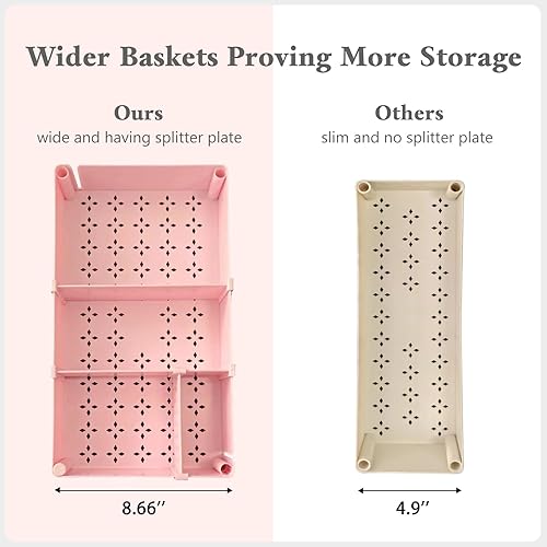 Miniatura 4 de danpinera Carrito de utilidad rodante de 3 niveles con ruedas bloqueables y tazas colgantes y ganchos para organización de almacenamiento para