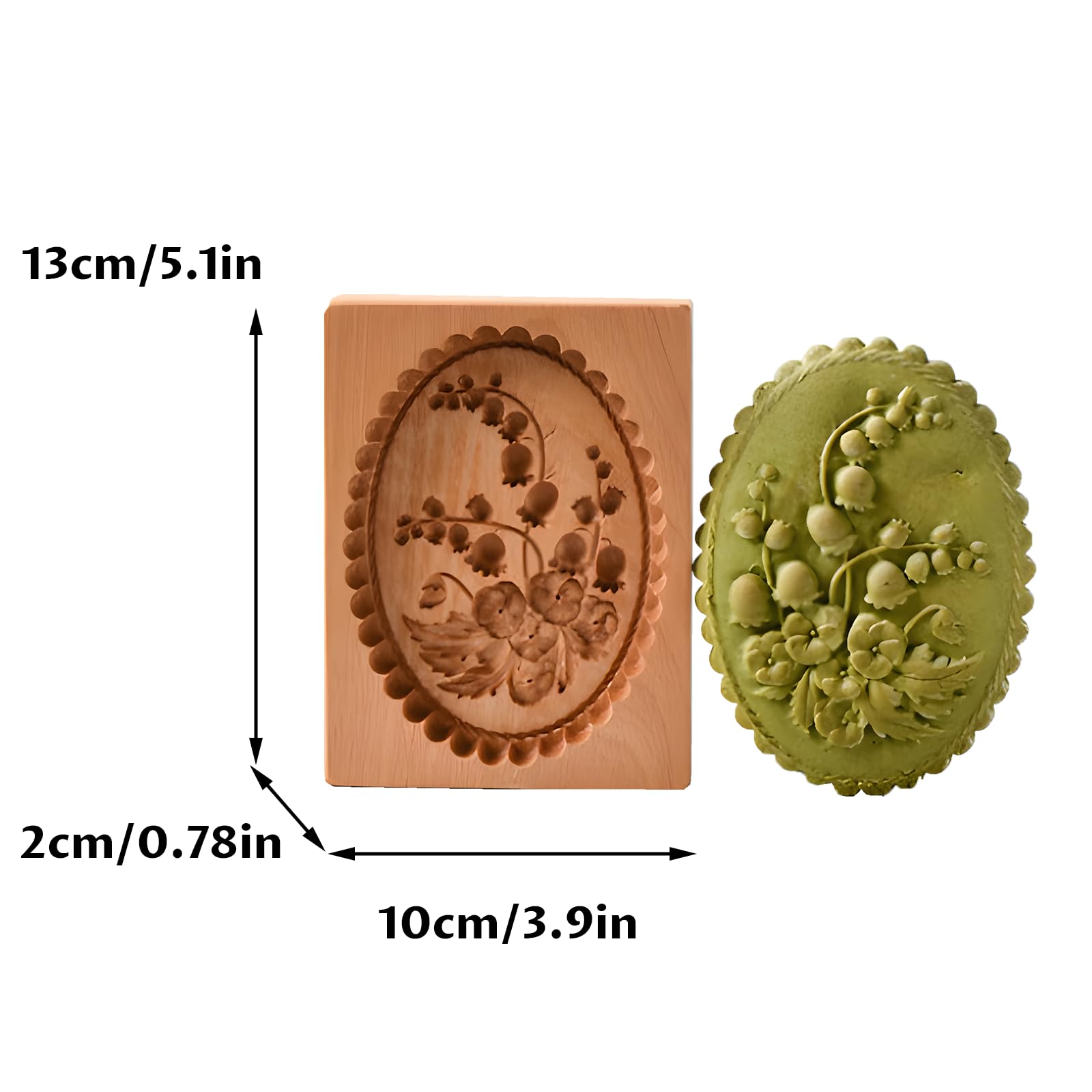 Cookie Cutter Embossing Mold, DIY Wooden Cookie Molds, 3D Carved Wooden Cracke Molds, Christmas Cookie Stamps, Baking Kitchen Tools for Christmas Thanksgiving Halloween Easter (Bluebell)