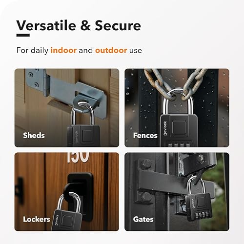 Miniatura 7 de Cerradura de combinación para exteriores e interiores, resistente, resistente a la intemperie, seguridad de 4 dígitos, candado para taquillas,