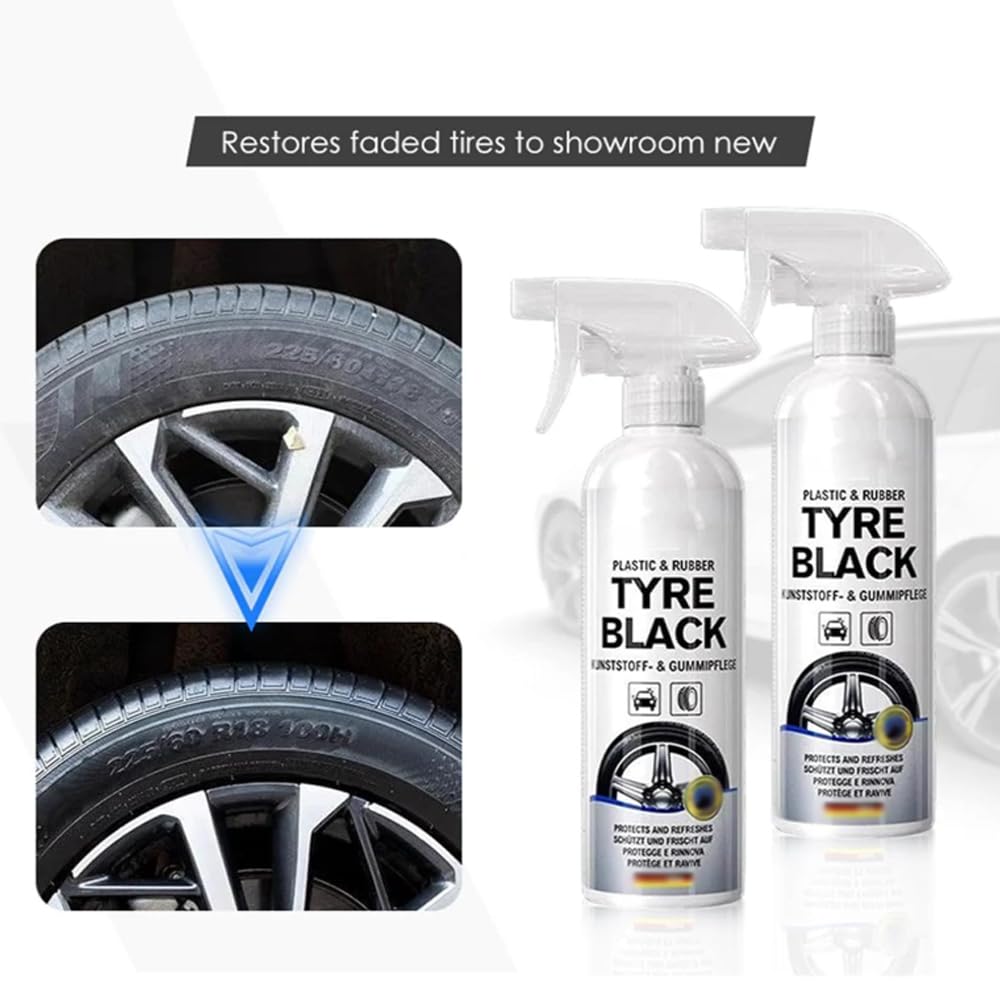 Plastics & Rubber Tyre Shine & Protector Spray, Tire Coating Liquid – Hydrophobic Tyre Dressing, Rubber Shine Spray, Long Lasting Protection for All Wheel and Tires Types (1pcs)