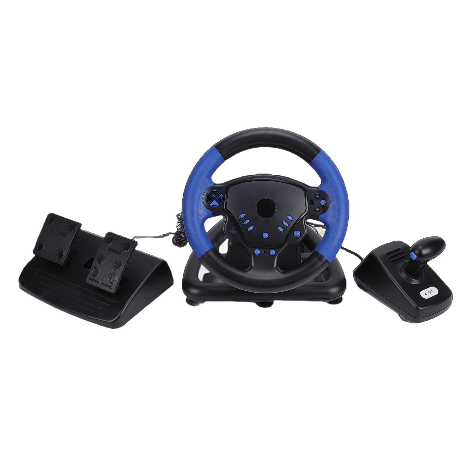 Bewinner Volante Gaming 4 en 1, Volante Force Feedback con Doble Motor, de 135°, Compatible con PC, IOS, Incluye Pedal y Joystick
