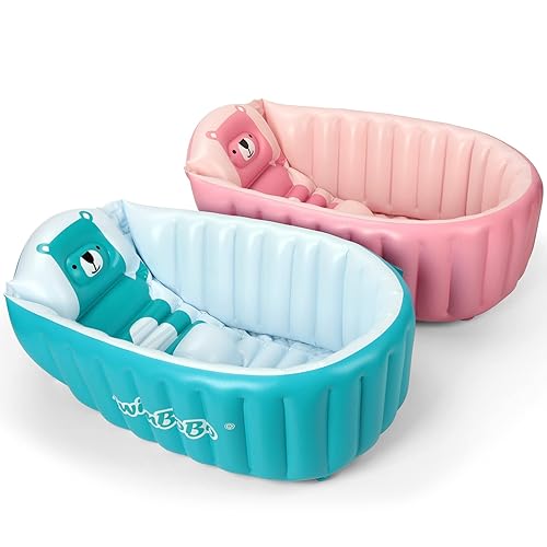 Miniatura 6 de Bañera inflable para bebé, portátil, plegable, mini piscina de viaje que ayuda a bebés a niños pequeños (azul)
