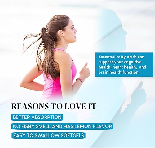 Miniatura 5 de Nutri-Rich Aceite de pescado omega-3 de 1210 mg  EPA y DHA para la salud del corazón, cerebro y articulaciones  Alta potencia, sin eructos, sabor a