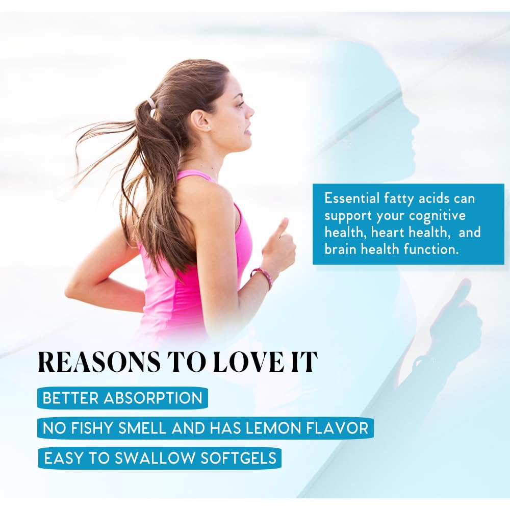 Nutri-Rich Omega-3 Fish Oil 1210mg – EPA & DHA for Heart, Brain & Joint Health – High Potency, Burp-Free, Lemon Flavor, Gluten Free & Soy Free, Moleculary Distilled, Third-Party Tested (60 Softgels)