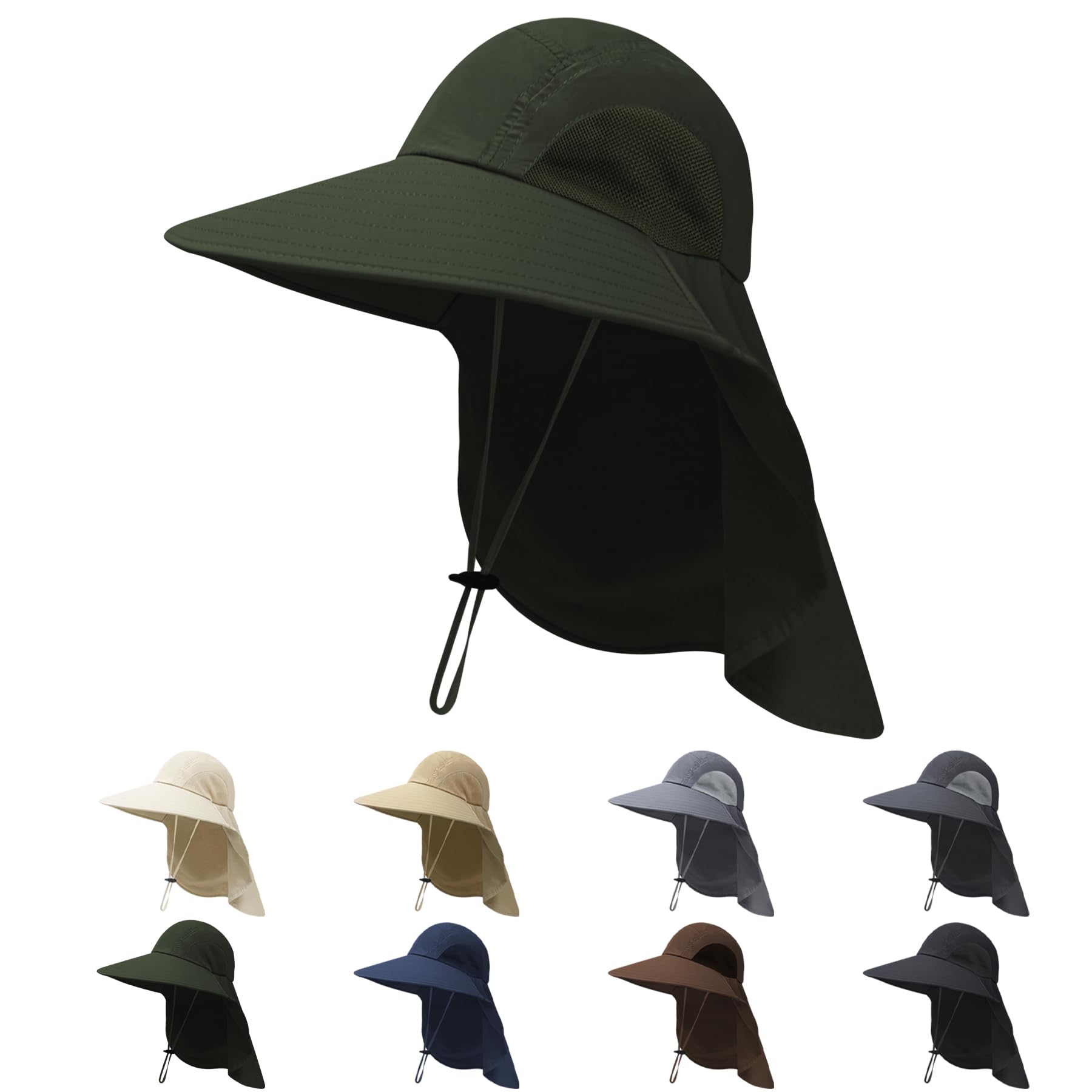 NPQQUAN Sun Hats for Men Women with Neck Flap UPF 50+ UV Protection