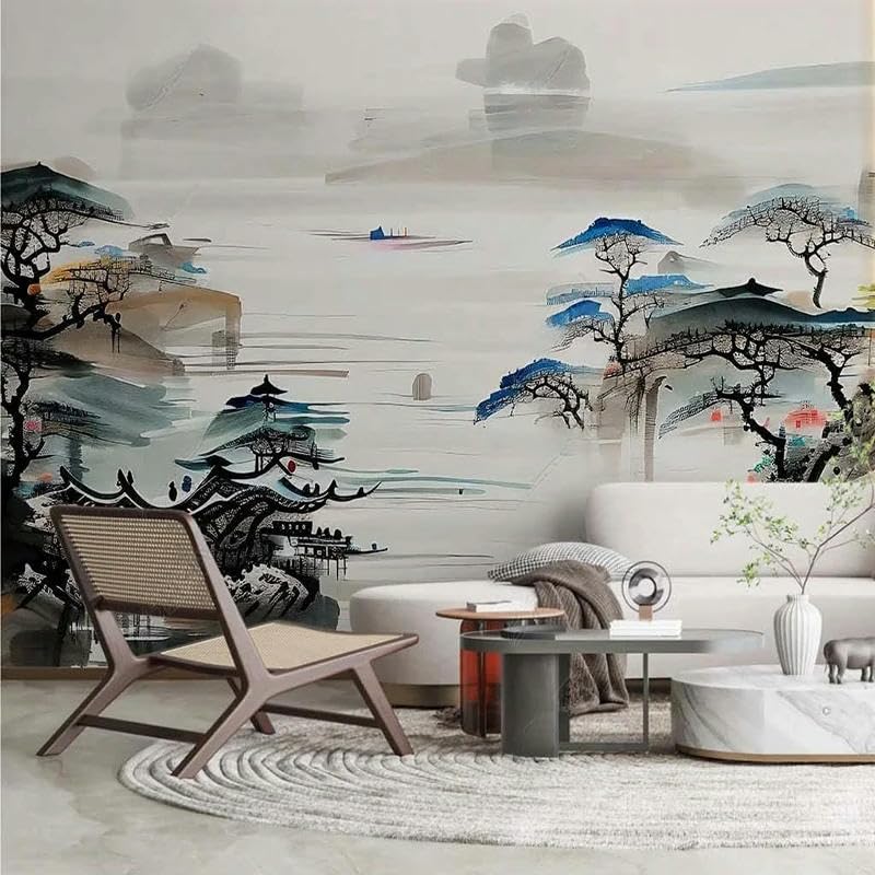 Papier Peint Photo Panoramique Pin Chinois pour Agrandir le Salon 3D ZEZILE