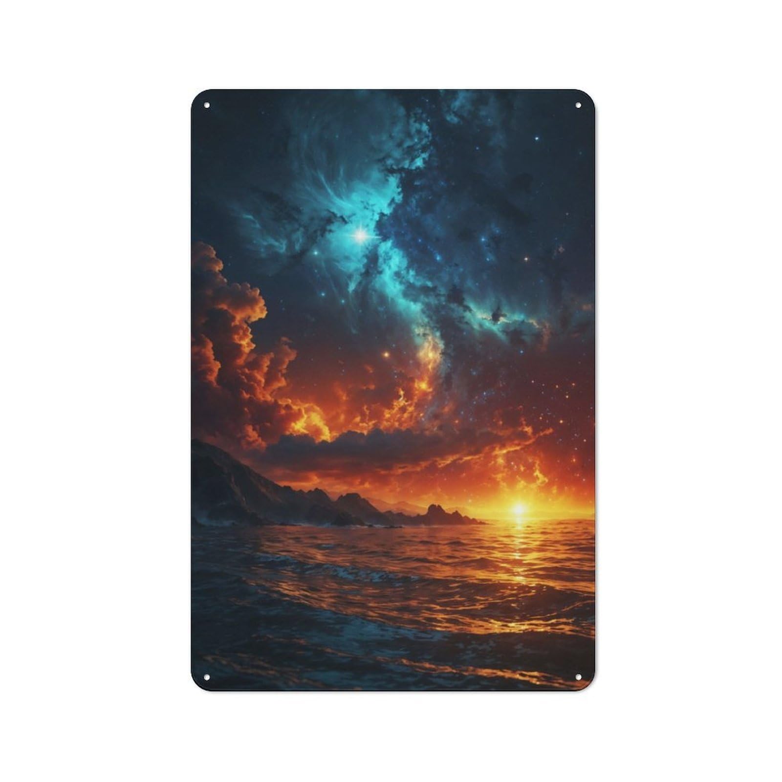 Junmoney Fiery Sunset Over Ocean For Garden Room Or Summerhouse, Retro Tin Sign 30X20cm, Suited To Wall Displays In Garden Rooms And Summerhouses