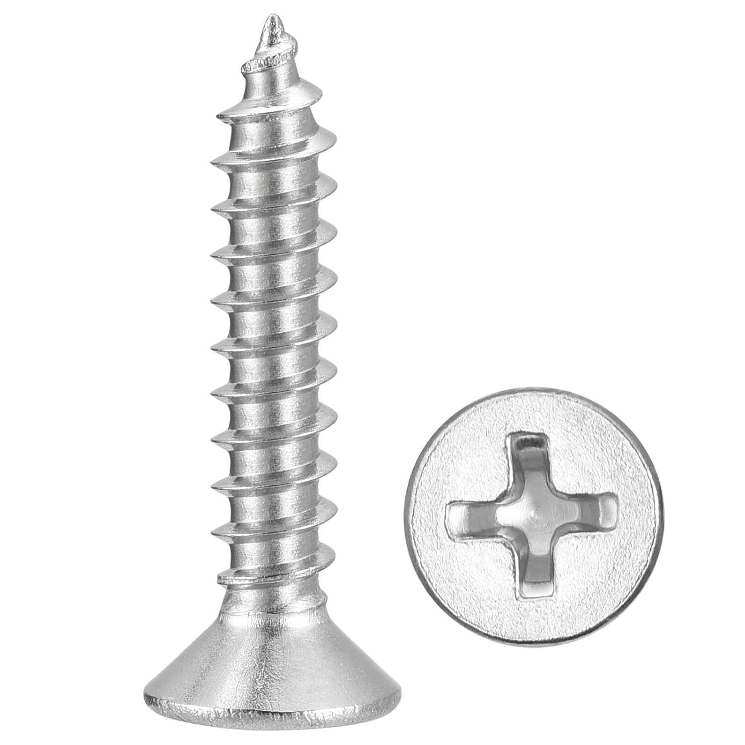 METALLIXITY Countersunk Phillips Wood Screws (#6x3/4) 500Pcs, Carbon Steel Coarse Thread Phillips Drive Flat Head Wood Screws - for Furniture Installation Repair, Silver