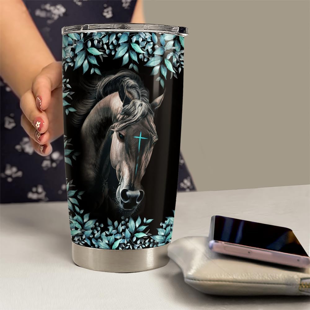 SANDJEST Horse Tumbler 20oz Stainless Steel Insulated Coffee Travel Mug Cup Christian Gifts for Horse Lover Girls Women Gift for Birthday Christmas - Image 5