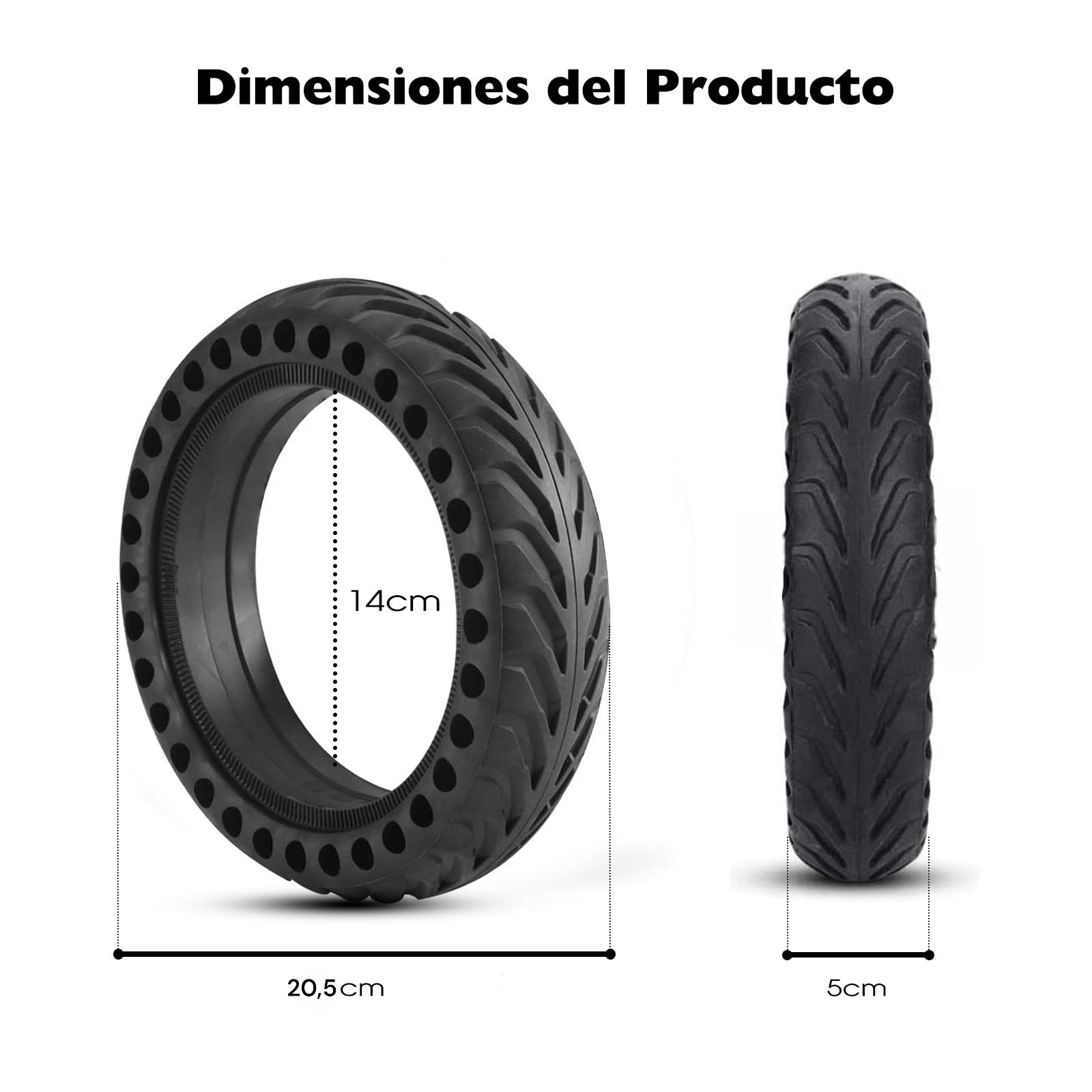 ANSENI Rueda para Patinete Maciza 8.5x2 Pulgadas Antipinchazo Compatible con Xiaomi Scooter M365/M365 Pro