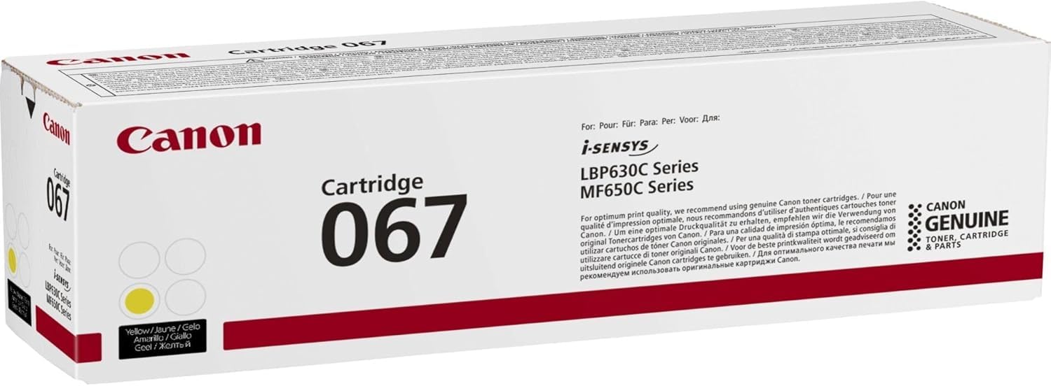 Canon067 Yellow Toner Cartridge, Yields of 1,250 Pages