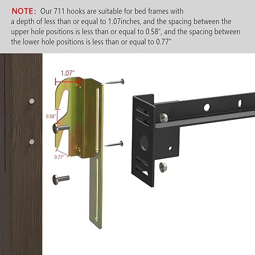 Miniatura 2 de 2 soportes de conversión para marco de cama 711 con gancho de herraje, juego de ganchos para cabecera, adaptador de soportes de marco de cama,