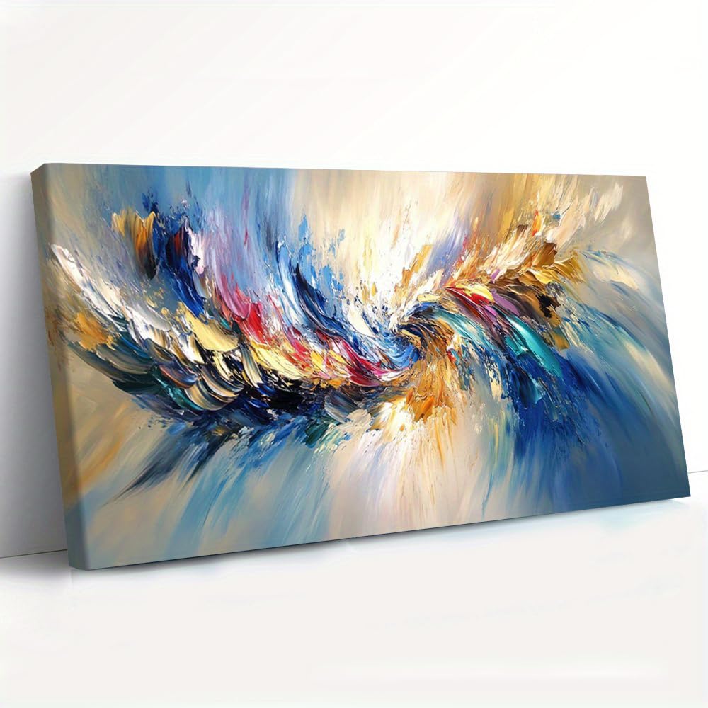 UUDEZO Framed Modern Abstract Canvas Painting Vibrant Colors in Motion Perfect for Decorating Living(20x40cm(8x16in)