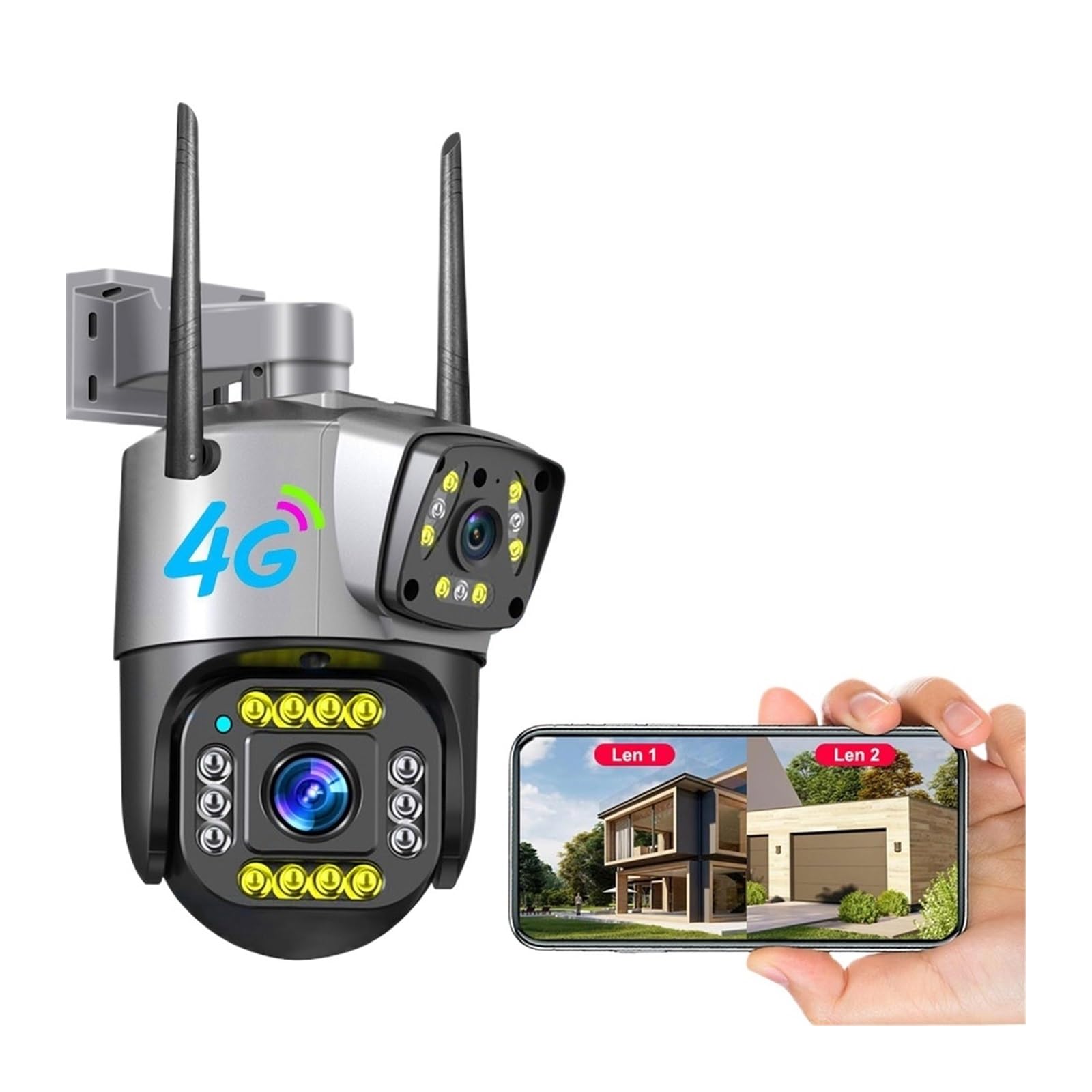 Kamery Monitoringu, Kamera IP 4G/WiFi 8MP 4K podwójny ekran Camara Monitor inteligentny dom zewnętrzna wodoodporna kamera telewizji przemysłowej PTZ ochrona bezpieczeństwa(8MP WiFi No Card)