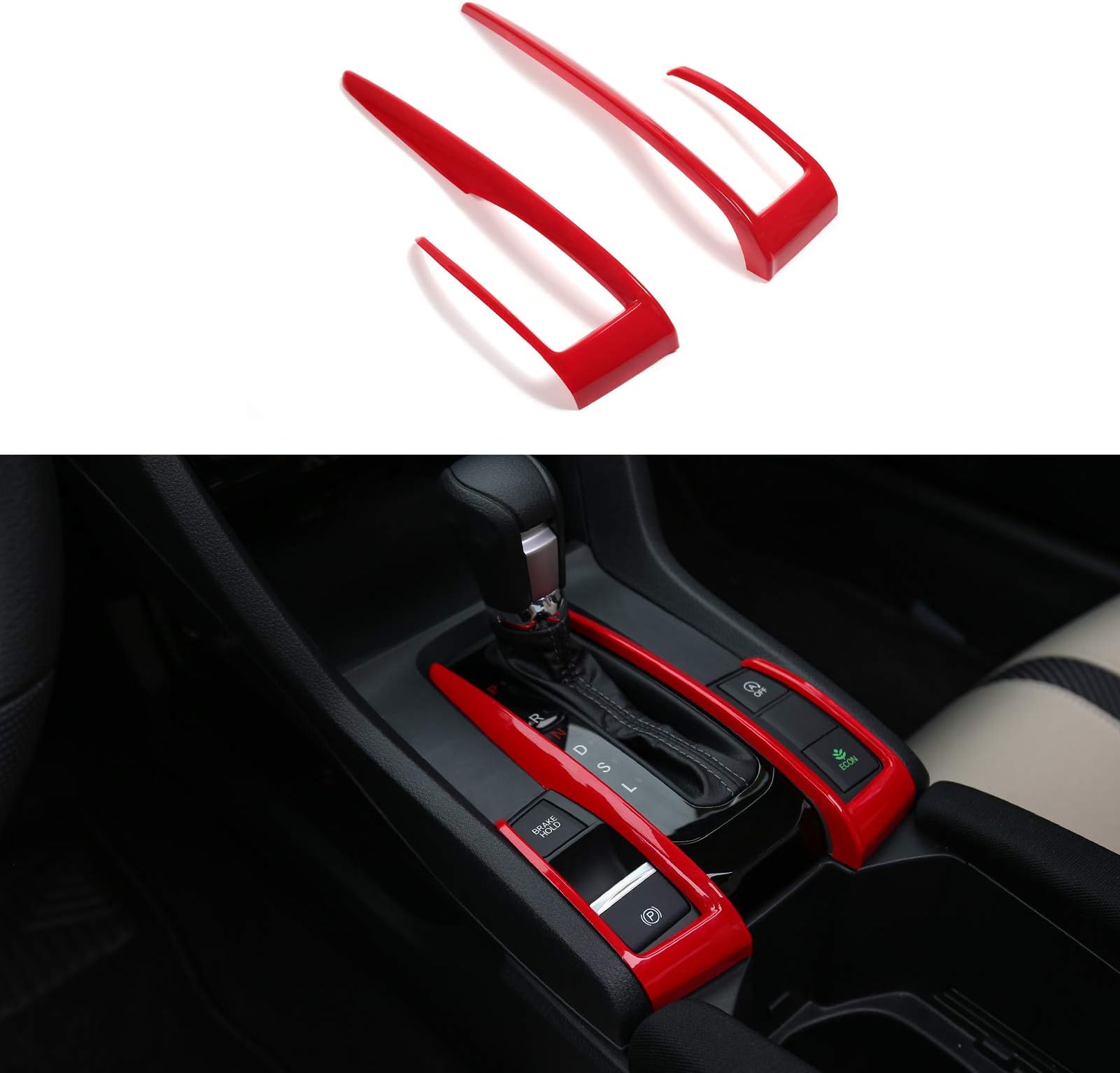 Thenice for 10th Gen Civic Gear Box Trims CVT Automatic Transmission Shift Boots Panel Stickers for Honda Civic Sedan Hatchback Coupe 2021 2020 2019 2018 2017 2016 -Red