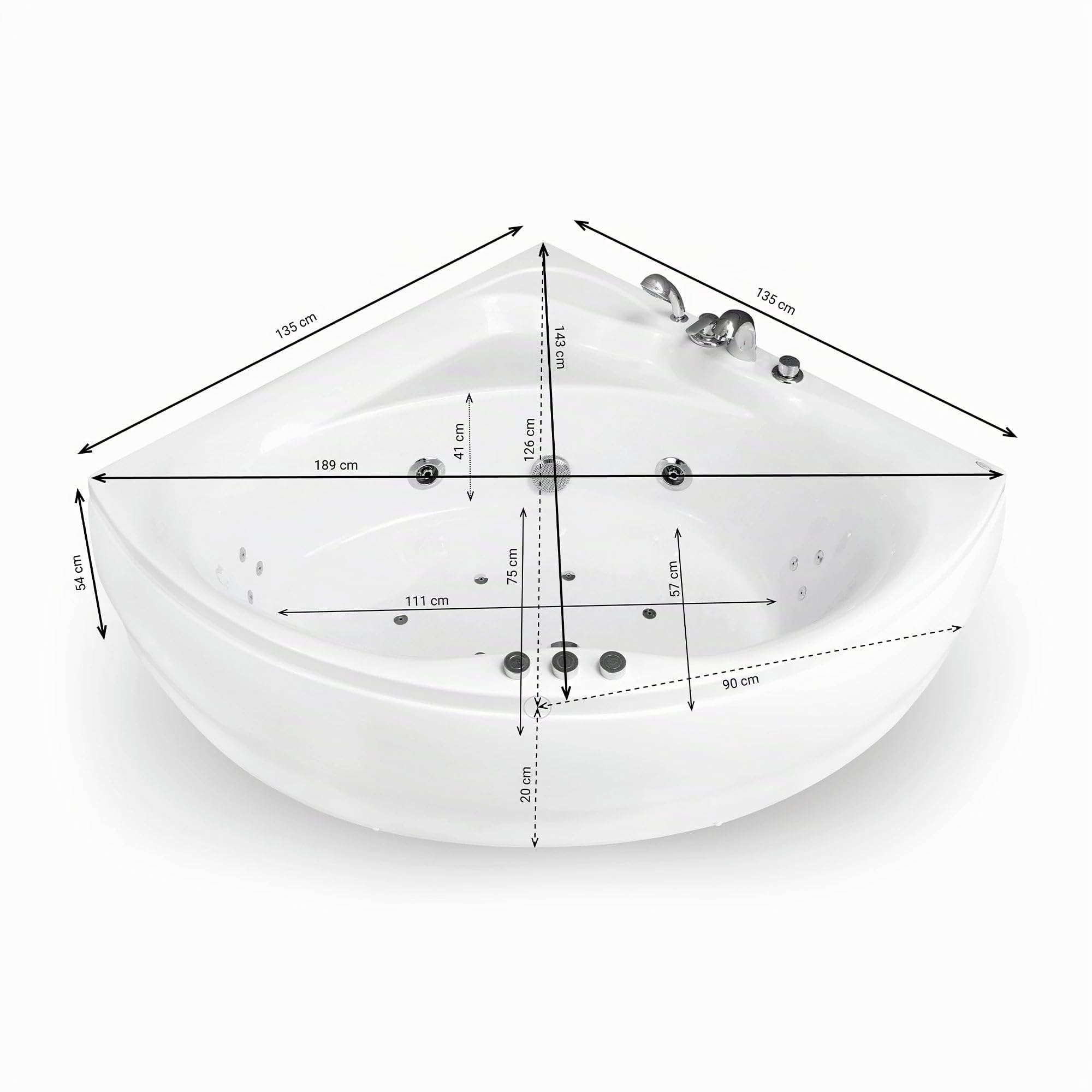 SPALINA Maldives Jets - Bañera de hidromasaje Clásica L. 135 x l. 135 cm
