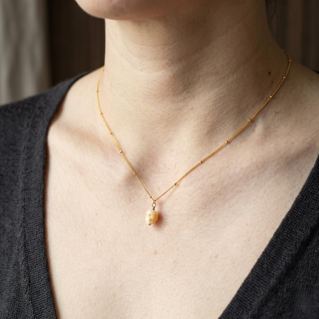 Gothic Skull Pearl Necklace for Women, 14K Gold Plated 925 Sterling Silver Skeleton Pendant with Freshwater Pearl, Statement Jewelry Gift