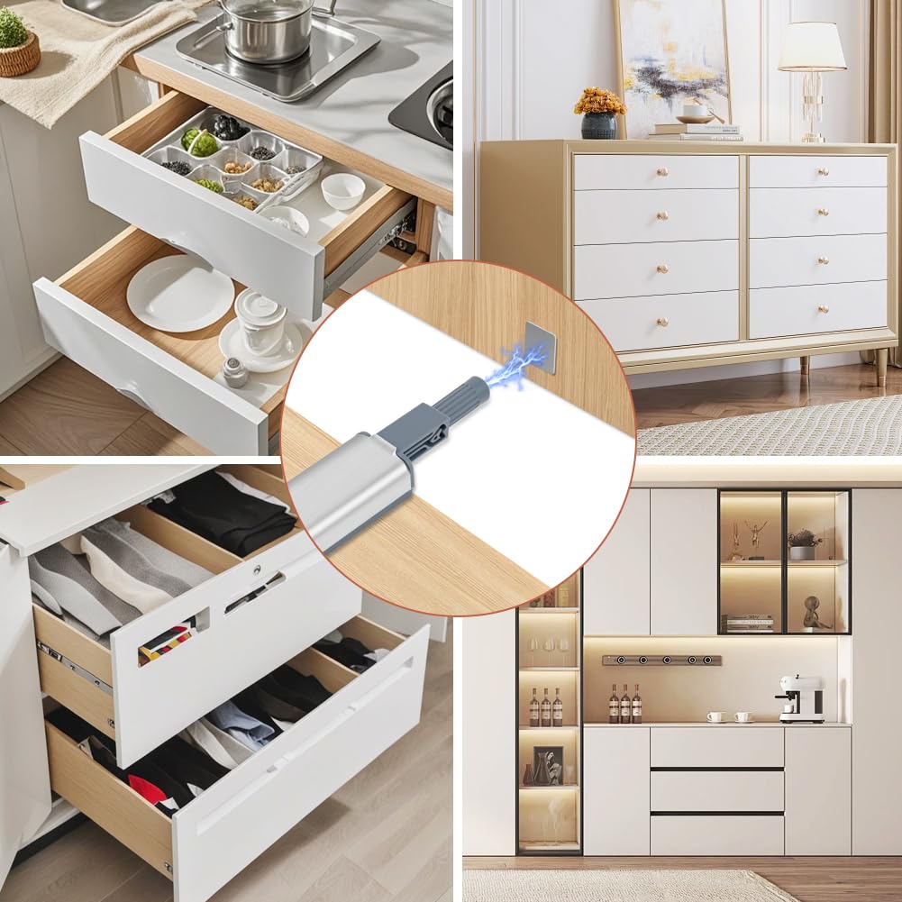 Push Pull per Ante, 10 Pezzi Scrocco magnetico chiusura magnetica, Robusto Apertura a Pressione Ante Chiusura, con viti di montaggio e magneti autoadesivi, per camper, armadietti della cucina