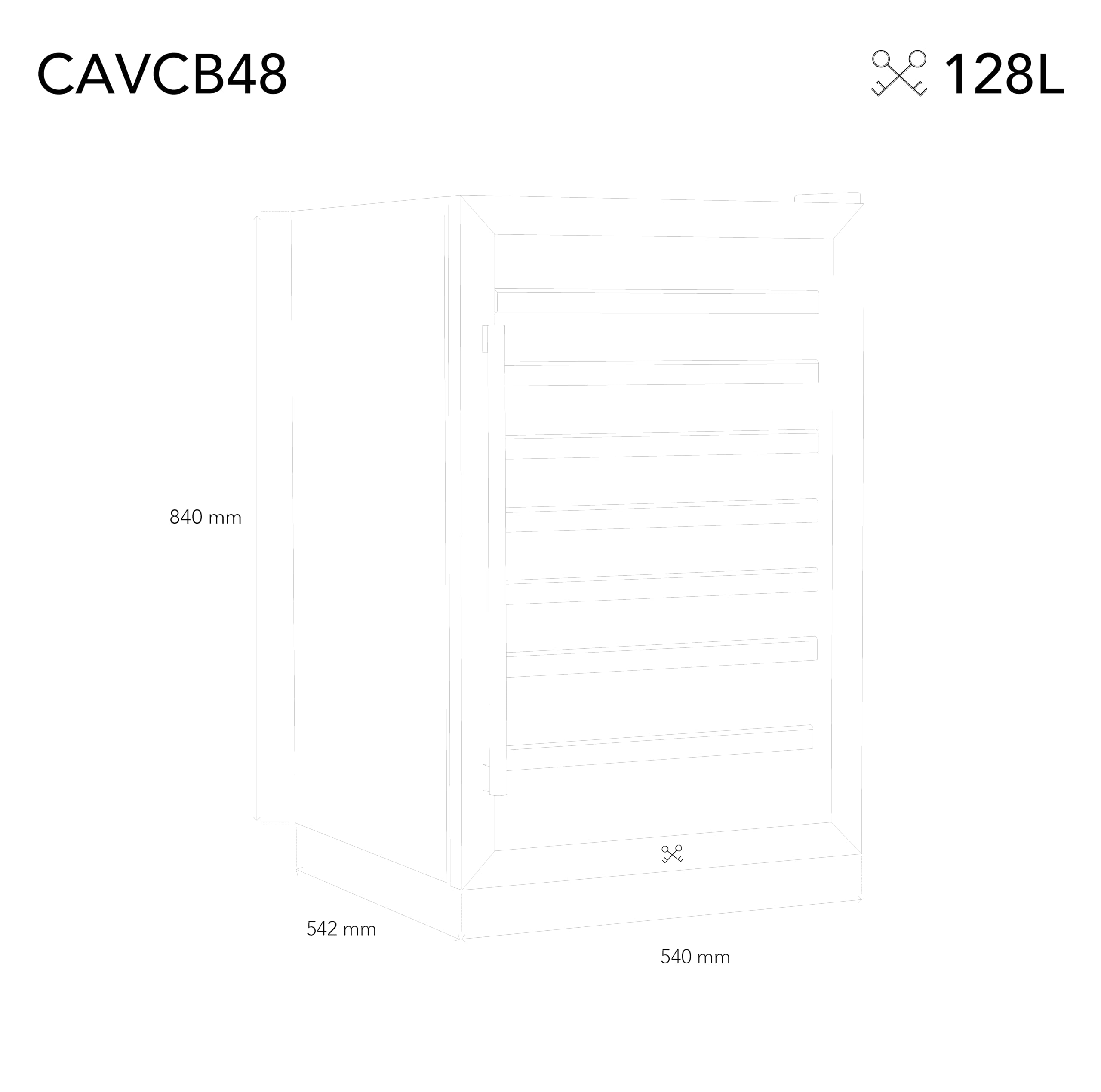LES PETITS CHAMPS Vinoteca 48 Botellas CAVCB48 Black Edition, 128L, 6 Estantes de Madera, Ajustable de 4 a 18°C, Enfriamiento Termodinámico, Diseño Elegante, LED, Anti-UV