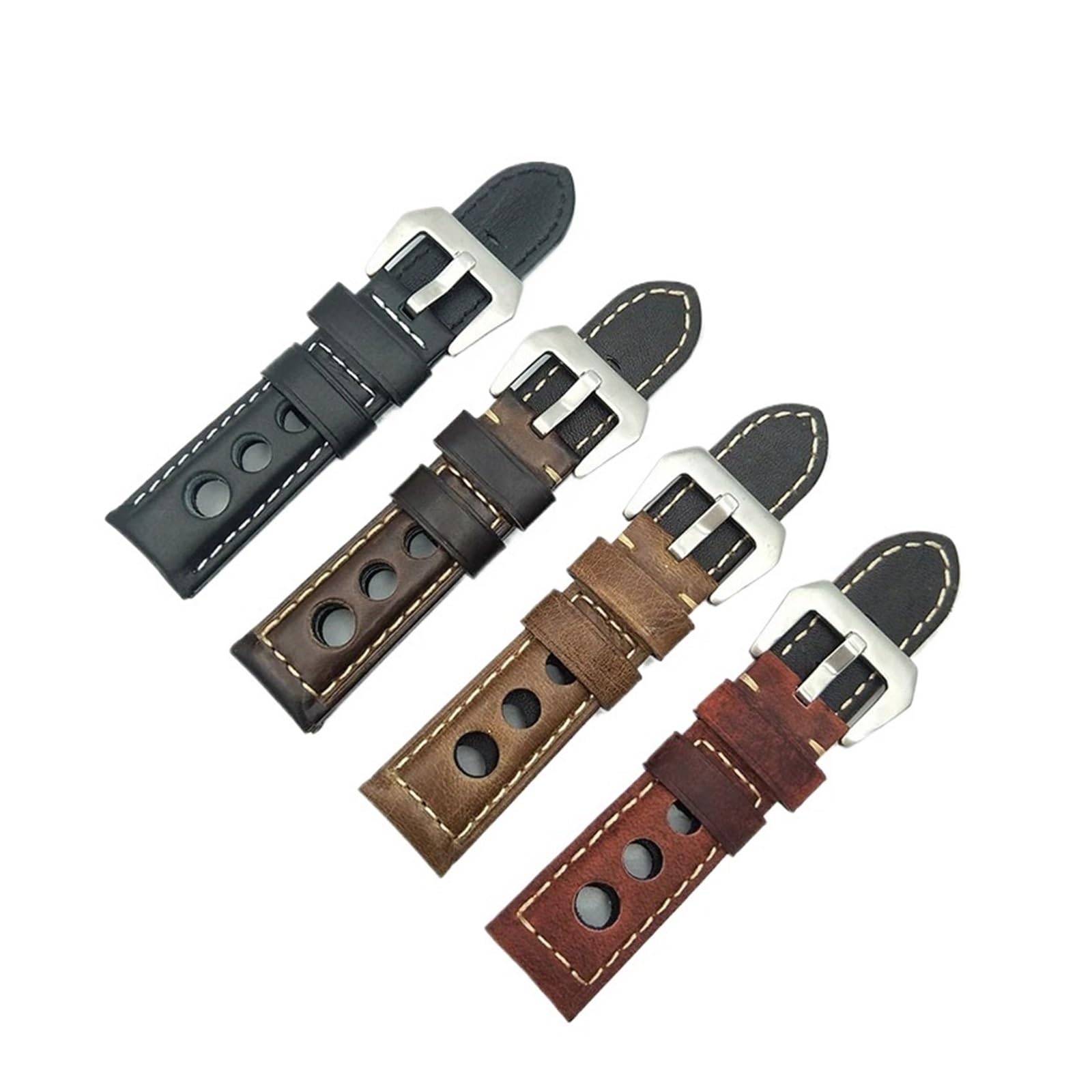 Generico FYYFS Bransoletka zegarek z prawdziwej skóry 20 mm 22 mm 24 mm pasek do pętli 20 22 24 mm vintage ręcznie robiony brązowy