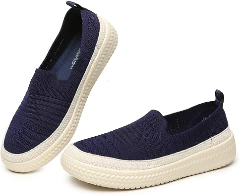 Womens Knit Loafers Round Toe Loafer Flats Comfortable Casual Walking Work Penny Driving Dressy Slip-on Shoes