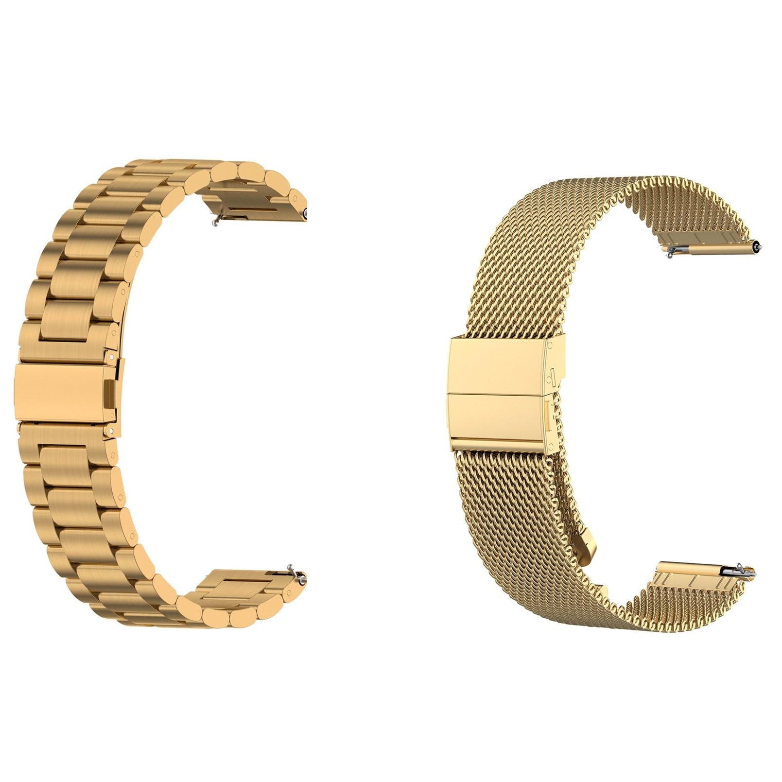 2 Pack Metal Strap Compatible with Amazfit Active 2 Straps, 20mm Stainless Steel Mesh Replacement Wristband for Amazfit Active 2 Smart Watch (Gold)