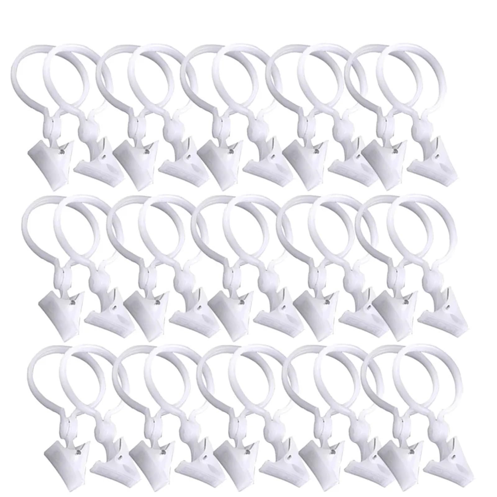 30pcs 12X6Cm Plastic Bath Curtain Clips Round Hanging Rings For Shower Curtains Privacy White Hanger Clasp Pothook