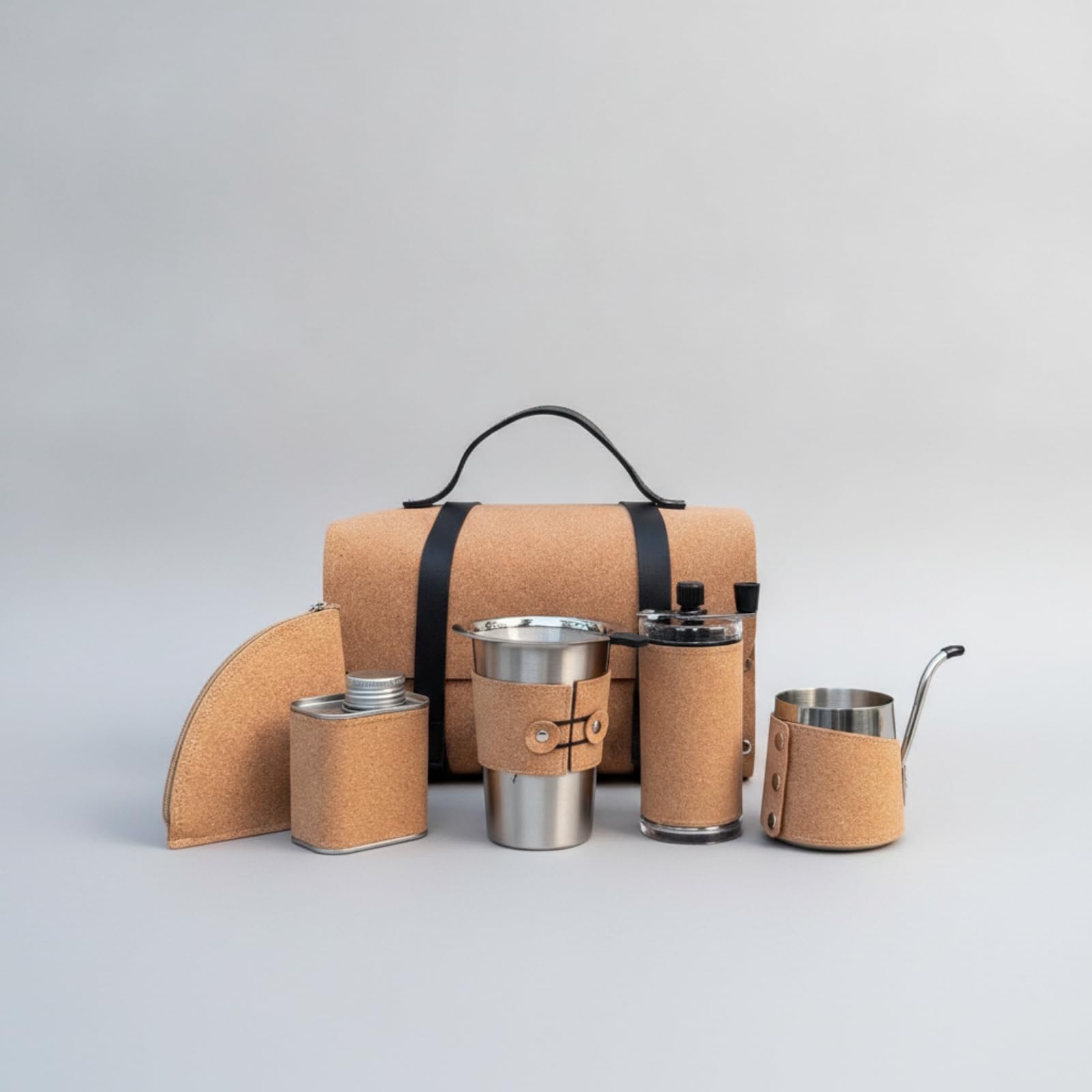 Set per Caffè con Maniglia da aggio Compatto, Kit Pour-Over con Valigetta, Pratico, Kit Filtro Metallico, per Campeggio, aggiatori