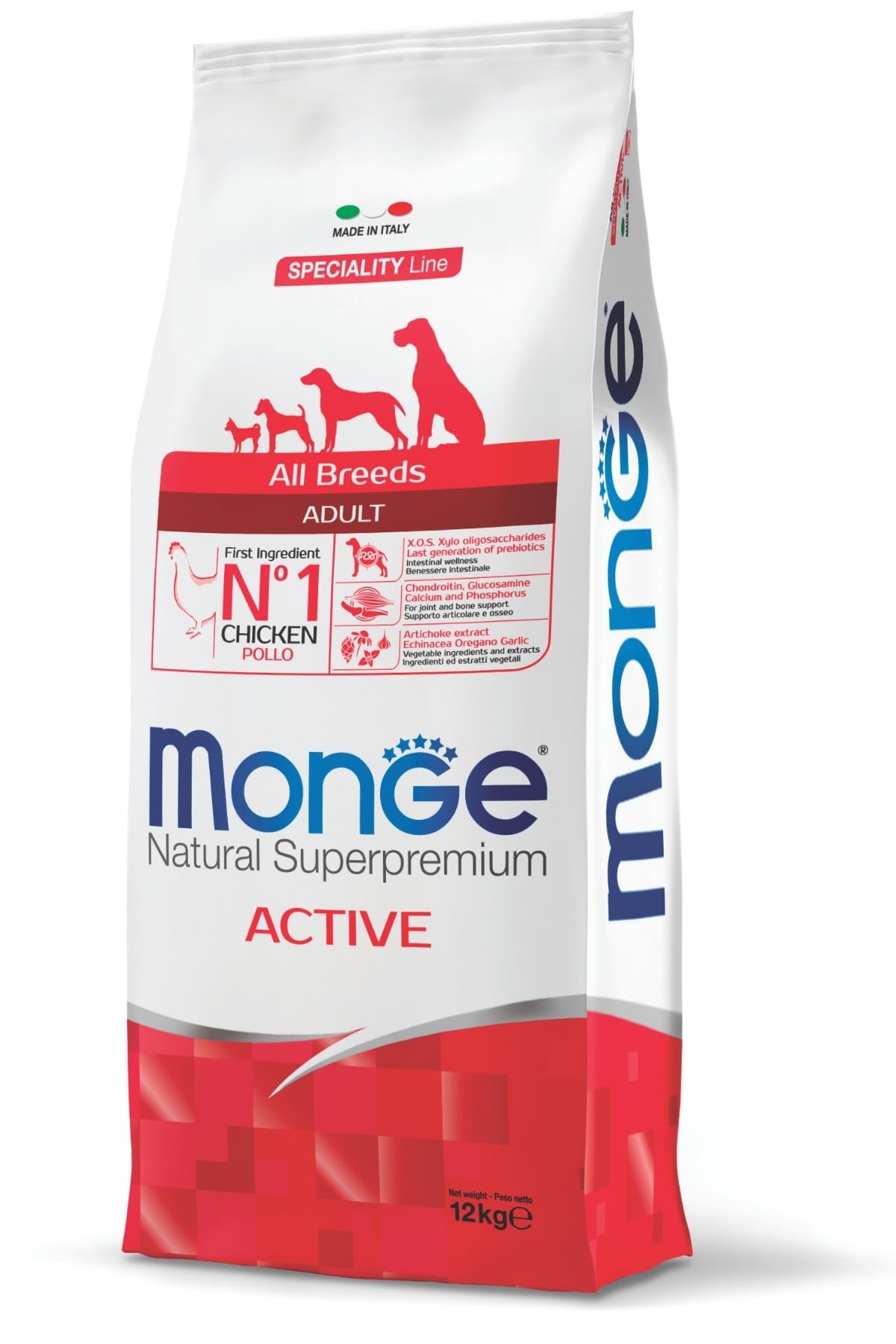 Monge Natural Superpremium ADULT CHICKEN, cibo secco per cani (alimento per cani a base di pollo, nutrienti di alta qualità, favorisce il benessere intestinale, senza conservanti aggiunti, 12 kg).